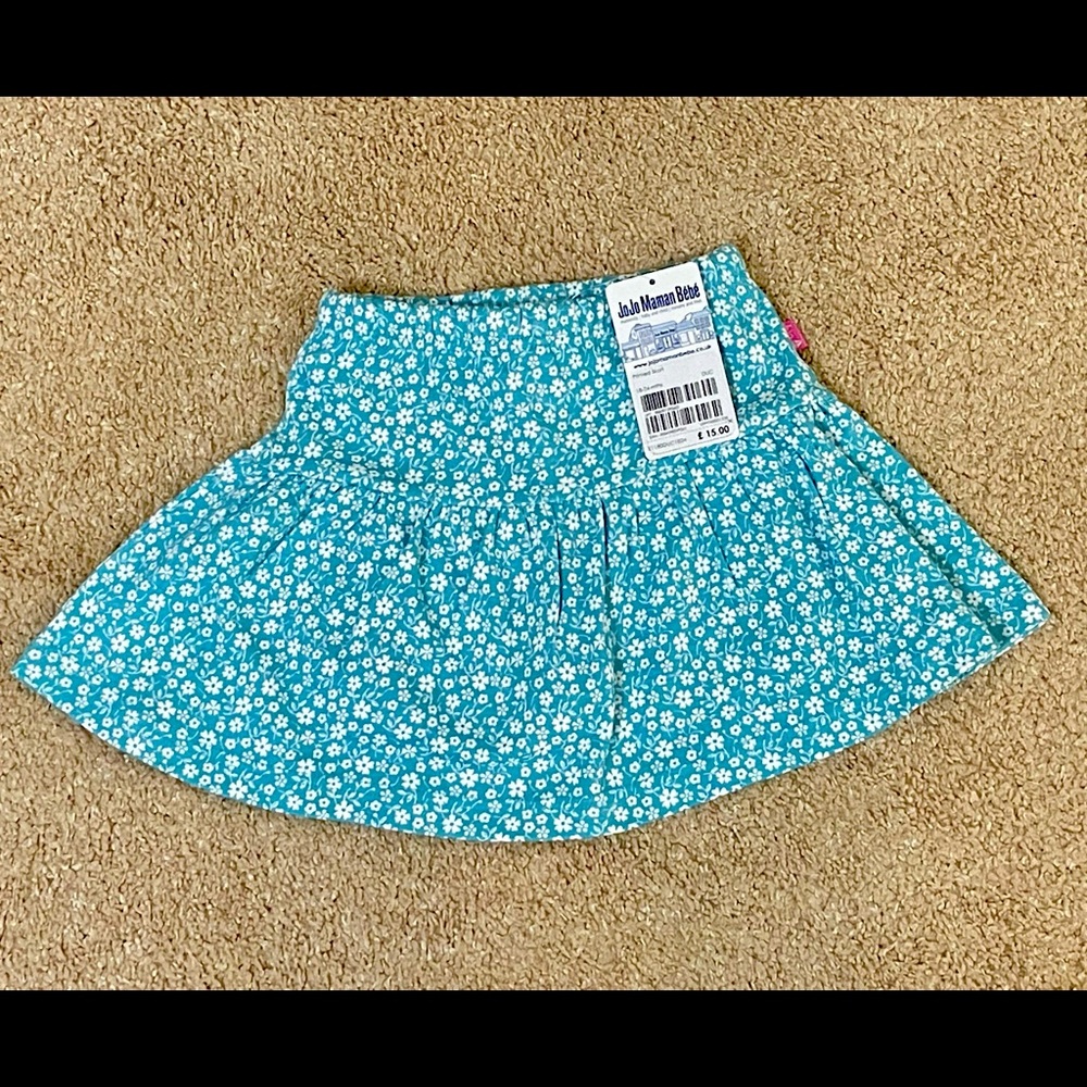NWT Jojo Maman Bebe Turquoise Floral Skort size 18-24 mths